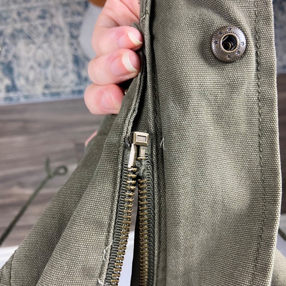 Ava & Viv Olive Utility Jacket Women’s XL Hooded 100% Cotton Anorak Coat Snap - Picture 6 of 10